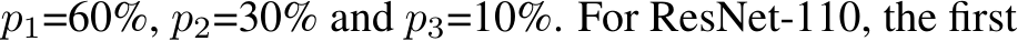  p1=60%, p2=30% and p3=10%. For ResNet-110, the first