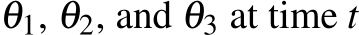  θ1, θ2, and θ3 at time t