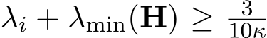  λi + λmin(H) ≥ 310κ 