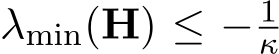  λmin(H) ≤ − 1κ 