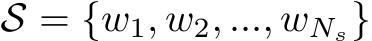  S = {w1, w2, ..., wNs}