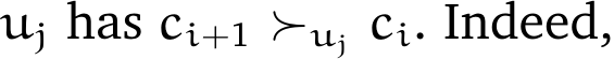  uj has ci+1 ≻uj ci. Indeed,