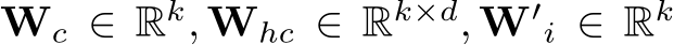  Wc ∈ Rk, Whc ∈ Rk×d, W′i ∈ Rk