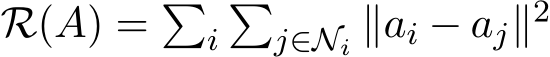 R(A) = �i�j∈Ni ∥ai − aj∥2