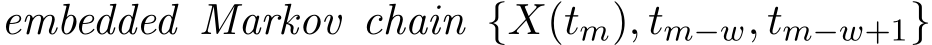  embedded Markov chain {X(tm), tm−w, tm−w+1}