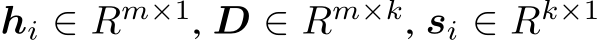  hi ∈ Rm×1, D ∈ Rm×k, si ∈ Rk×1