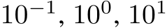 10−1, 100, 101