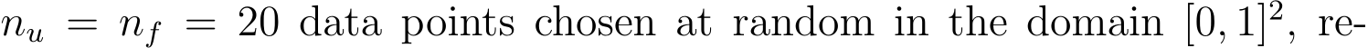  nu = nf = 20 data points chosen at random in the domain [0, 1]2, re-