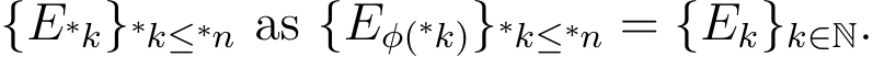  {E∗k}∗k≤∗n as {Eφ(∗k)}∗k≤∗n = {Ek}k∈N.