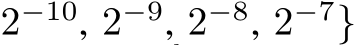  2−10, 2−9, 2−8, 2−7}