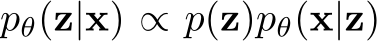  pθ(z|x) ∝ p(z)pθ(x|z)