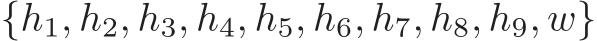 {h1, h2, h3, h4, h5, h6, h7, h8, h9, w}