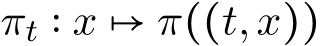  πt ∶ x ↦ π((t,x))