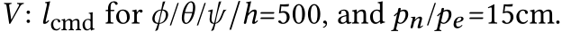  V : lcmd for ϕ/θ/ψ/h=500, and pn/pe=15cm.