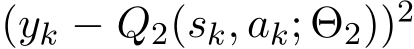  (yk − Q2(sk, ak; Θ2))2 