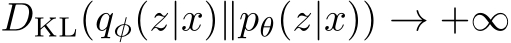  DKL(qφ(z|x)∥pθ(z|x)) → +∞