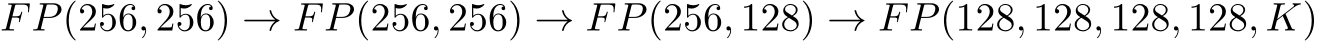 FP(256, 256) → FP(256, 256) → FP(256, 128) → FP(128, 128, 128, 128, K)