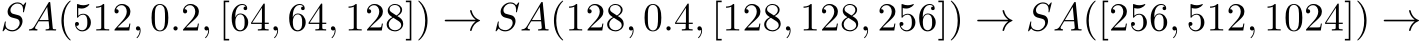 SA(512, 0.2, [64, 64, 128]) → SA(128, 0.4, [128, 128, 256]) → SA([256, 512, 1024]) →