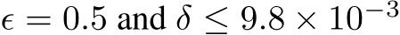 ϵ = 0.5 and δ ≤ 9.8 × 10−3