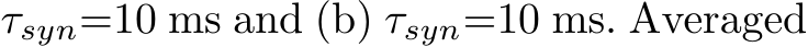  τsyn=10 ms and (b) τsyn=10 ms. Averaged