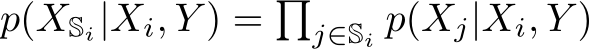  p(XSi|Xi, Y ) = �j∈Si p(Xj|Xi, Y )