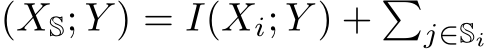 (XS; Y ) = I(Xi; Y ) + �j∈Si
