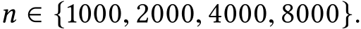 n ∈ {1000, 2000, 4000, 8000}.