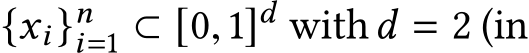  {xi}ni=1 ⊂ [0, 1]d withd = 2 (in