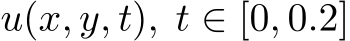  u(x, y, t), t ∈ [0, 0.2]