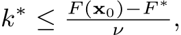  k∗ ≤ F (x0)−F ∗ν ,