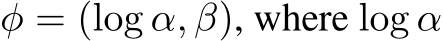  φ = (log α, β), where log α