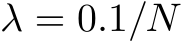  λ = 0.1/N