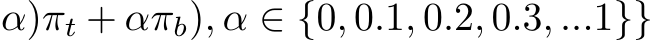 α)πt + απb), α ∈ {0, 0.1, 0.2, 0.3, ...1}}