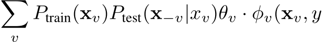 �v Ptrain(xv)Ptest(x−v|xv)θv · φv(xv, y