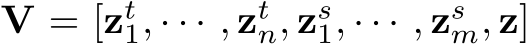  V = [zt1, · · · , ztn, zs1, · · · , zsm, z]