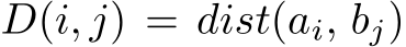  D(i, j) = dist(ai, bj)