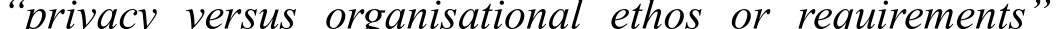 “privacy  versus  organisational  ethos  or  requirements”