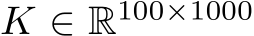  K ∈ R100×1000