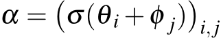  α =�σ(θ i +φ j)�i, j