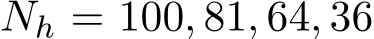  Nh = 100, 81, 64, 36