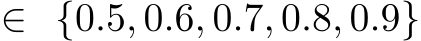  ∈ {0.5, 0.6, 0.7, 0.8, 0.9}