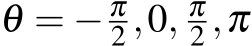  θ = − π2 ,0, π2 ,π