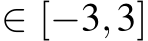  ∈ [−3,3]