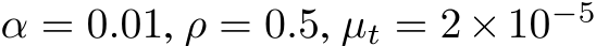  α = 0.01, ρ = 0.5, µt = 2×10−5