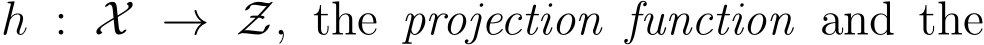  h : X → Z, the projection function and the