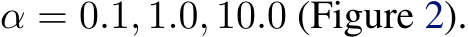  α = 0.1, 1.0, 10.0 (Figure 2).