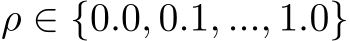 ρ ∈ {0.0, 0.1, ..., 1.0}