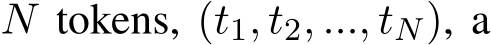  N tokens, (t1, t2, ..., tN), a