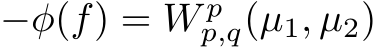 −φ(f) = W pp,q(µ1, µ2)