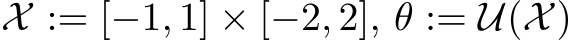  X := [−1, 1] × [−2, 2], θ := U(X)